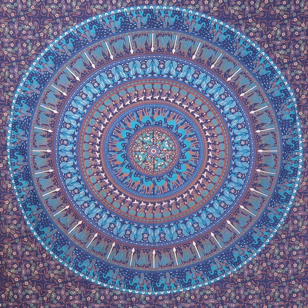 Oussum Cotton Blue-Pink Animal Print Aesthetic Room Décor Wall Hanging Tapestry
